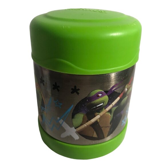 Teenage Mutant Ninja Turtles Thermos Food Jar Green Stainless Steel TMNT Lunch - Picture 1 of 9